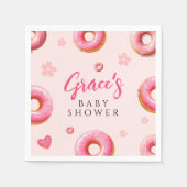 Roze Donut Baby shower Papieren servetten (Voorkant)
