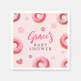 Roze Donut Baby shower Papieren servetten