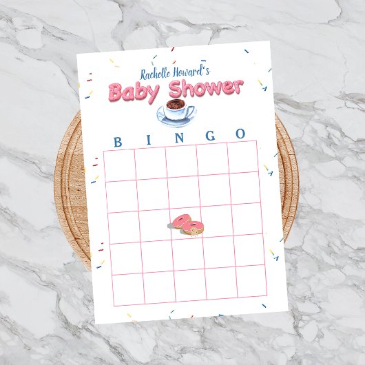 Roze Donut Baby shower Sprinkles Bingo Game Notitieblok