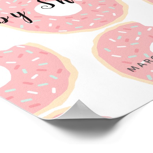 Roze donut Baby shower Welkomstteken Poster (Hoek)
