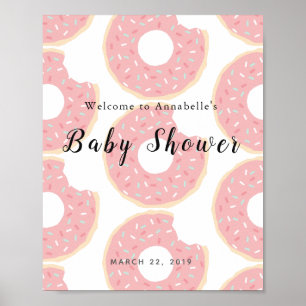 Roze donut Baby shower Welkomstteken Poster