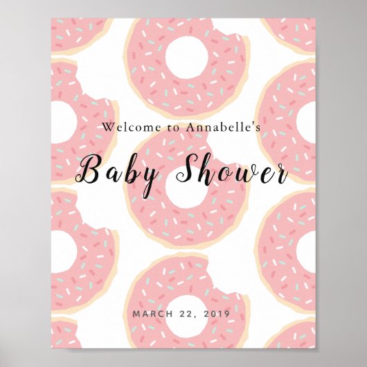 Roze donut Baby shower Welkomstteken Poster (Voorkant)