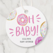 Roze Donut Baby Sprinkle Bedankjes Labels (Voorkant)