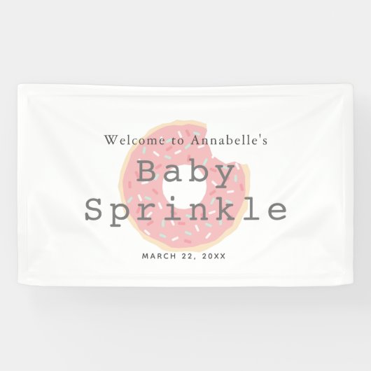 Roze Donut Baby Sprinkle / Douche Banner (Horizontaal)