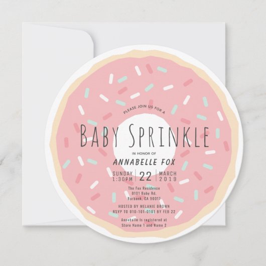 Roze Donut Baby Sprinkle Douche Circle Kaart (Voorkant)