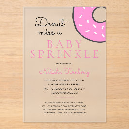 Roze Donut Baby Sprinkle Girl Baby shower Acryl Uitnodigingen