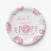 Roze Donut Baby Sprinkle Papieren Bordje (Voorkant)