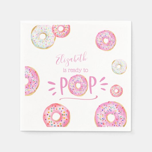 Roze Donut Baby Sprinkle Servet (Voorkant)