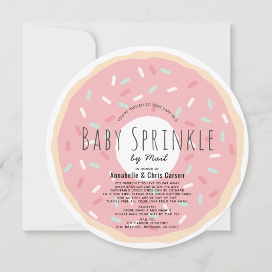 Roze Donut Baby Sprinkle Shower door Mail Circle Kaart (Voorkant)