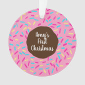 Roze donut baby's eerste kerst aangepaste foto ornament (voorkant)