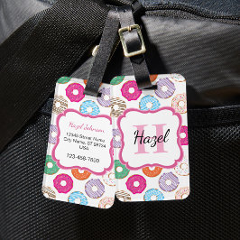 Roze Donut Bagage Label