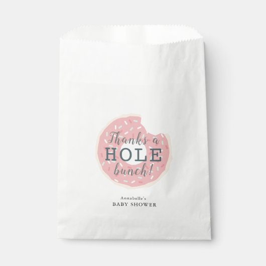 Roze Donut Bedankt per eenhoes Baby shower Bedankzakje (Voorkant)