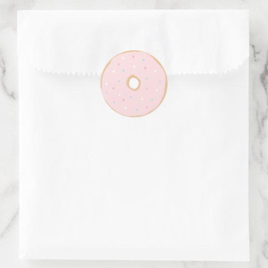 Roze Donut Birthday Party Classic Round Sticker (Tas)