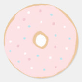 Roze Donut Birthday Party Classic Round Sticker (Voorkant)