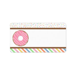 Roze Donut Birthday Party Etiket