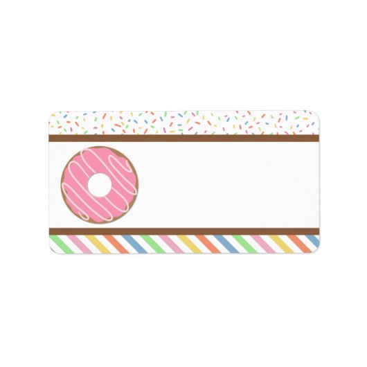 Roze Donut Birthday Party Etiket (Voorkant)