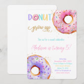 Roze Donut Birthday Party Kaart (Voorkant / Achterkant)