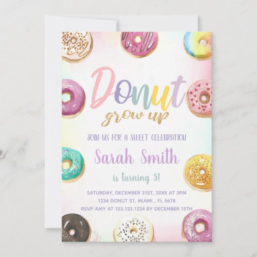 Roze donut Birthday-uitnodigingen Kaart (Voorkant)