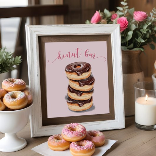 Roze Donut Bruidsdouche Bar Uithangbord Poster
