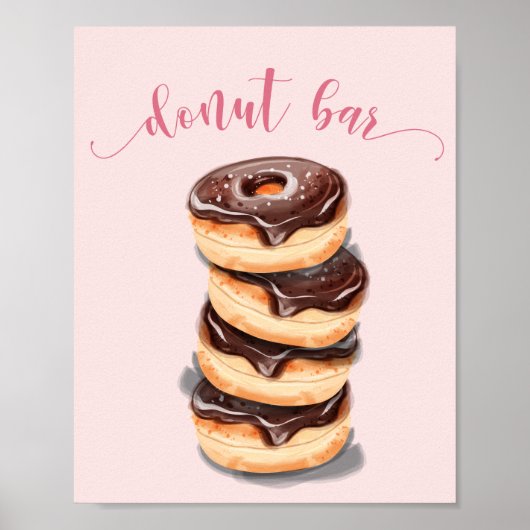 Roze Donut Bruidsfeest Bar Bord Poster (Voorkant)