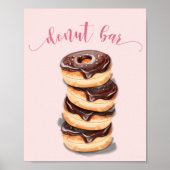 Roze Donut Bruiloftsborrel Bar Bord Poster (Voorkant)