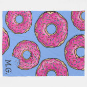 Roze Donut Cluster Aangepaste naam Blauw Fleece Deken (Voorkant (Horizontaal))