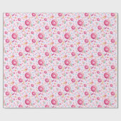 Roze Donut Collage Cadeaupapier (Vlak)