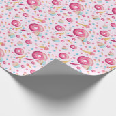 Roze Donut Collage Cadeaupapier (Hoek)