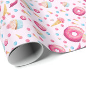 Roze Donut Collage Cadeaupapier (Rol Hoek)