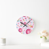 Roze Donut Collage Ronde Klok (Huis)