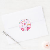 Roze donut collage ronde sticker (Envelop)