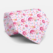 Roze Donut Collage Stropdas (Opgerold)