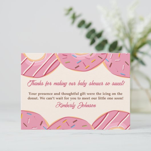 Roze Donut Delight Bedankkaart (Staand voorkant)