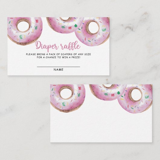 Roze Donut diaper baby shower van het raffinagespe Informatiekaartje (Voorkant / Achterkant)