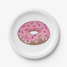 Roze donut donut sprenkels brunch ontbijt papieren bordje