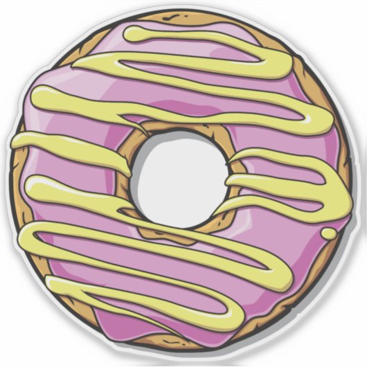 Roze Donut, Doughnut, Bevroren, Iceren, Glaze Sticker (Voorkant)