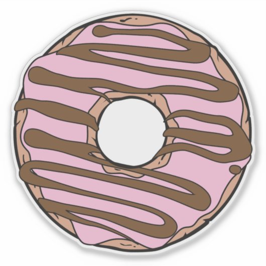 Roze Donut, Doughnut, Chocolade, Icen, Bevroren Sticker (Voorkant)