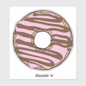 Roze Donut, Doughnut, Chocolade, Icen, Bevroren Sticker (Vel)