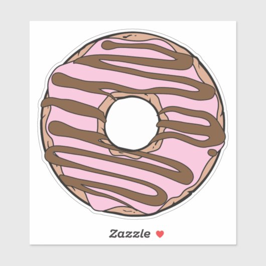 Roze Donut, Doughnut, Chocolade, Icen, Bevroren Sticker (Vel)