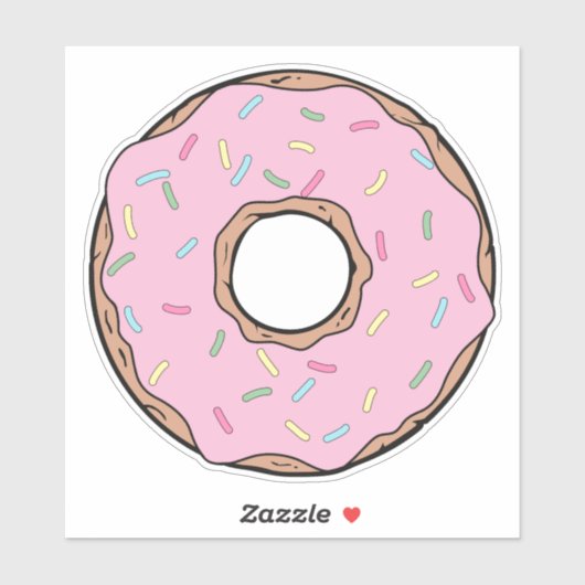 Roze Donut, Doughnut, Frosting, Icing, Sprinkles Sticker (Vel)