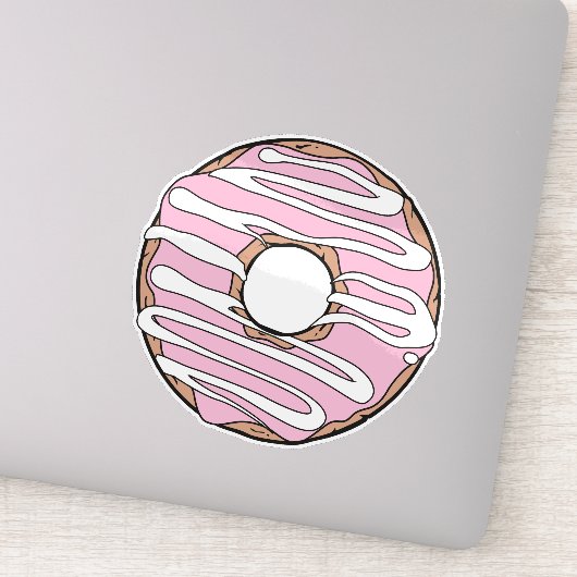 Roze Donut, Doughnut, Glaze, Icen, Bevroren Sticker (Detail)