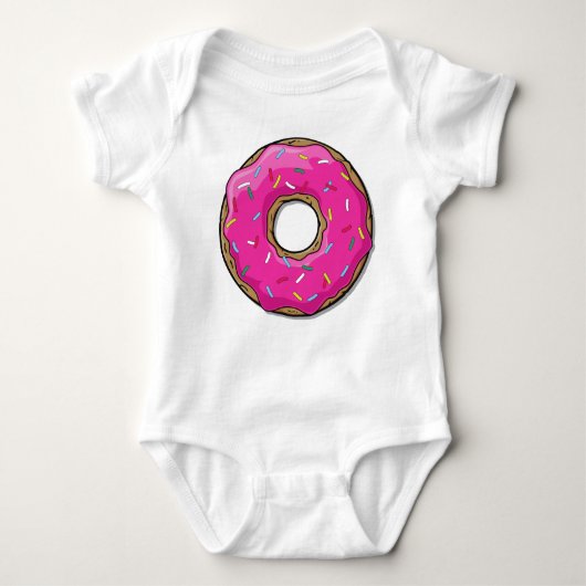 Roze Donut, Doughnut, Icing, Sprinkles, Frosting Romper (Voorkant)