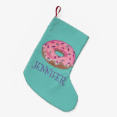 Roze Donut Doughnut Personalized Holiday Junk Food Kleine Kerstsok (Voorkant (Hangend))