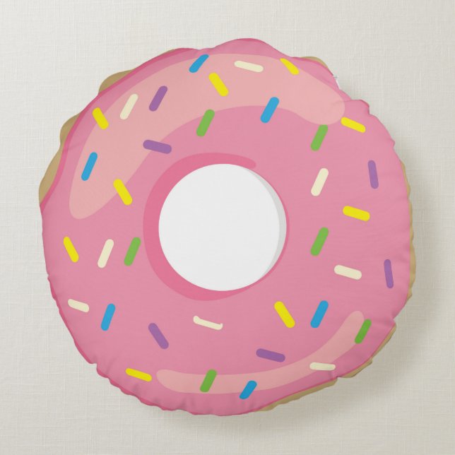 Roze Donut Doughnut Rond Kussen (Achterkant)
