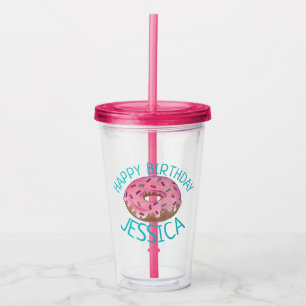Roze Donut Doughnut Sprinkles Frodie Foodie Acryl Drinkbeker