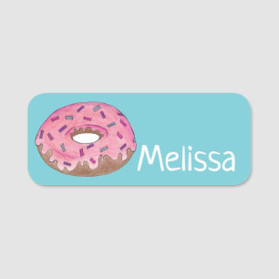 Roze Donut Doughnut Sprinkles Junk Food Pastry Naamplaatje