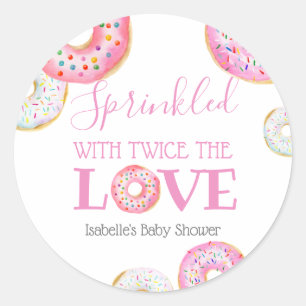  Roze Donut geprinkeerd met tweemaal de liefdesTwi Ronde Sticker