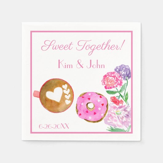 Roze donut, gezoet, met latte servet (Voorkant)