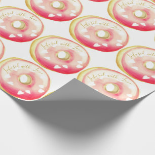 Roze donut "Infused with Love" Sjabloon, bevroren Cadeaupapier