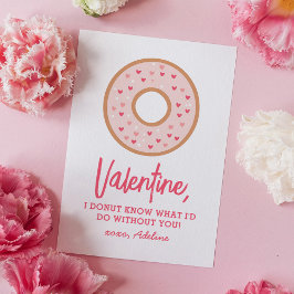 Roze Donut Kinder Valentijnsdag Notitiekaartje